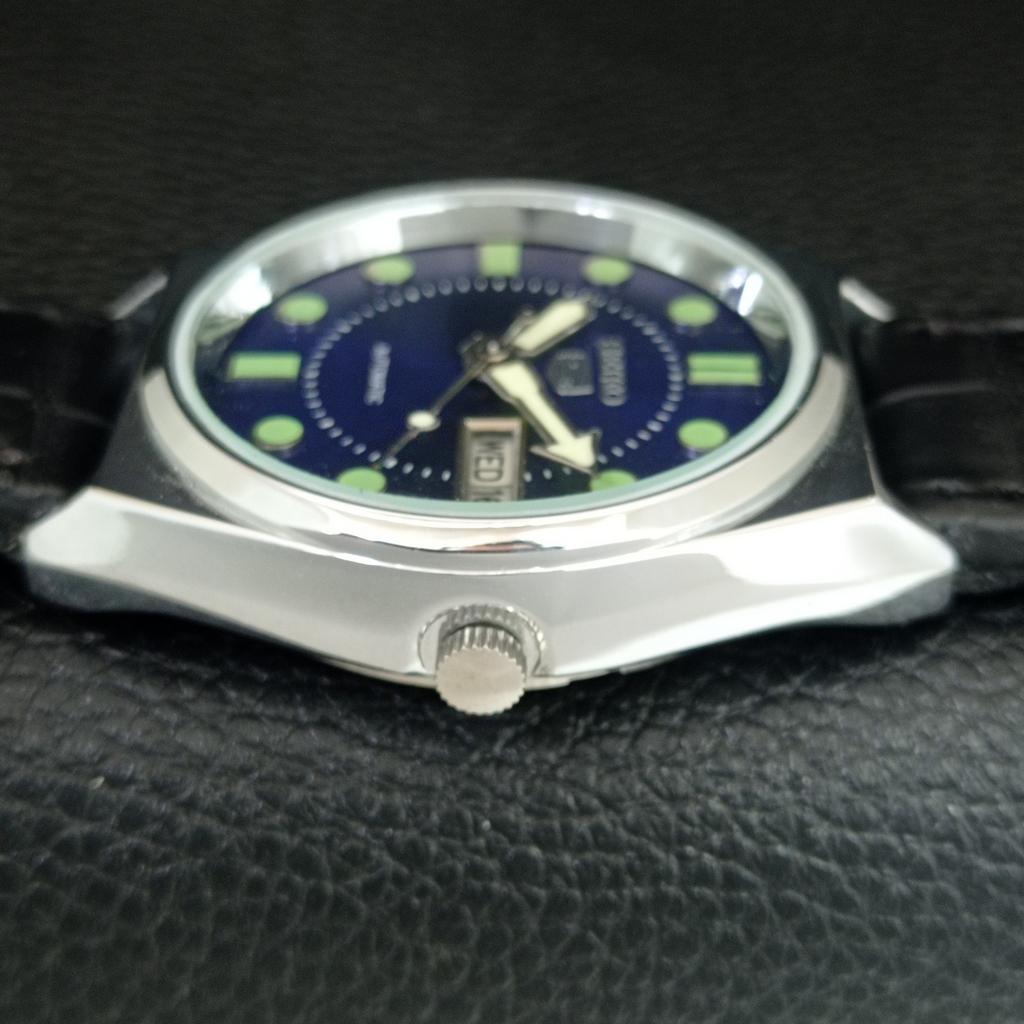 VINTAGE REFURBISHED SEIKO 5 AUTOMATIC 6309A JAPAN MENS BLUE DIAL WATCH a444457-1