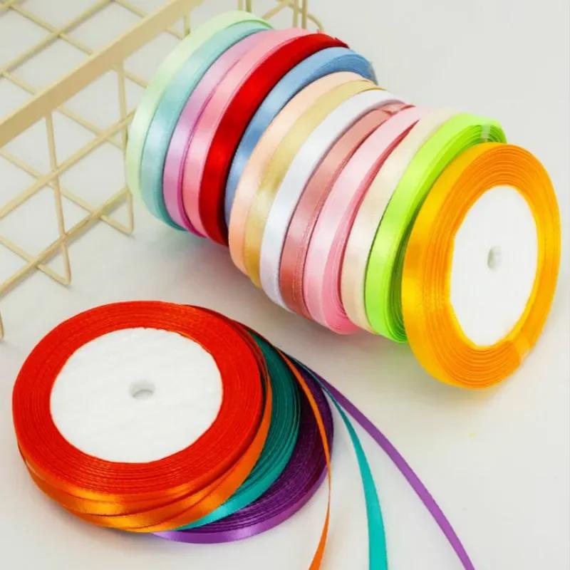 25 Yards/Rolle Seidensatinbänder zum Basteln, Schleifen, Selbermachen, handgefertigtes Geschenkpapier, Party, Hochzeit, Dekoration, 6 mm, 10 mm, 15 mm, 20 mm, 25 mm, 40 mm, 50 mm
