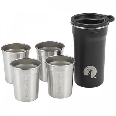 Captain Stag Outdoor Cup Cup Tumbler Hd Cup Set 4+1 4 Inner Cups  1 Outer Cup Capacity 80ml 240ml  Stacking Stainless Steel Ue 3638