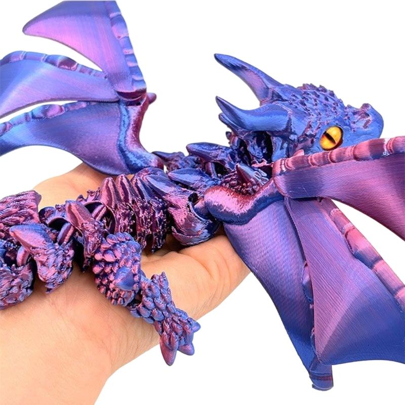 Friendly Plastic Large Horn Dragon Figurine 3D Printed Safe Table Decoration Lightweight Art Piece for Kids Christmas Gift
