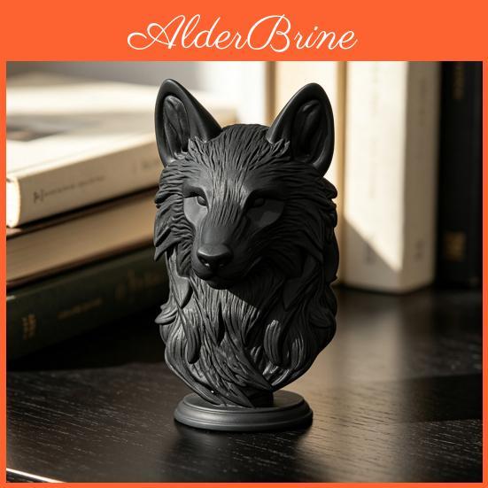 Head 3d Wolf Figurine Printed Realistic Wolf Head Statue With Round Base Wild Animal Head Sculpture For Home Office Bookshelf Decor