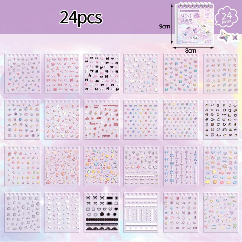Cartoon Mini Sticker Book Tiny Pet Food Stickers Book Children Girls Nail Sticker Decor Diy Notebook Scrapbook Planner Decals
