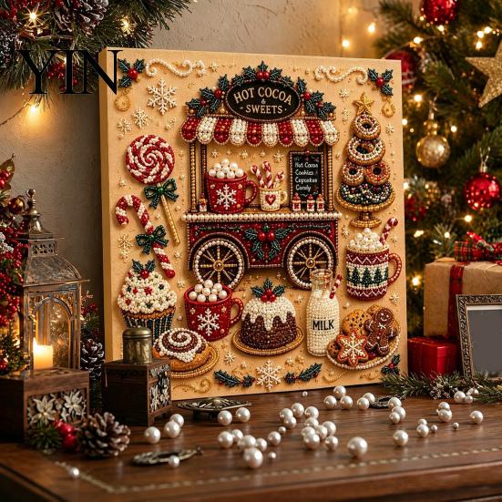 Three Dimensional Bead Craft DIY Christmas Pearl Painting Kit, Handmade Decorative Art for Starter Set Home Decor, Funny Diamonds Kit Adults Beginners