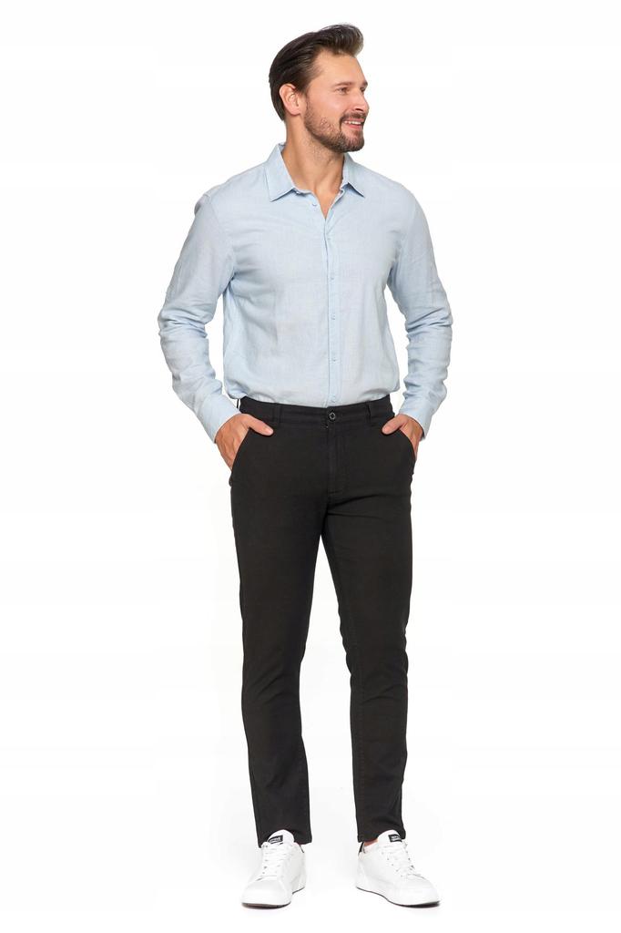 Men's Cotton Pants Classic Chinos Pockets Elegant MORAJ 31 BLACK
