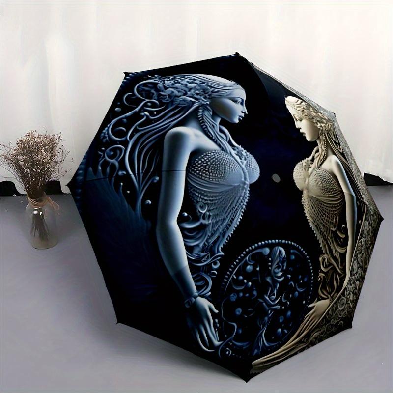 1pc Mythical Creatures Automatic Opening/closing Umbrella with Auto Open/Close, Windproof, Foldable Sunshade, Perfect Gift for Friends, Dura