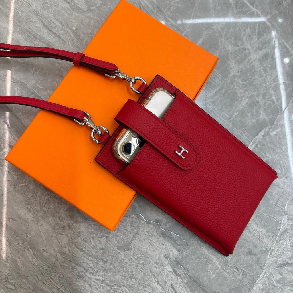 Handyhülle aus echtem Leder für Damen 2025 Neuer Stil Einzelnes Fach Dekorative Tasche Mode Stehende Kleine Tasche für Damen