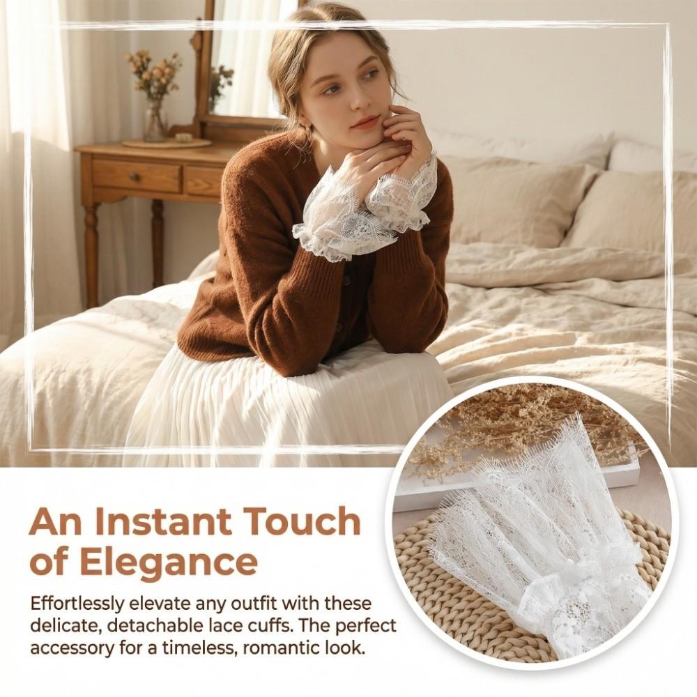 Elegant Lace Detachable Sleeve Cuffs Floral Detachable Fake Sleeve Elegant Sweet Sleeve Cuffs Clothes Accessories