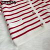 Korean Fashion Sweater Cardigan White Black Striped Knitted Sweater Women Short Cardigan Long Sleeve Cardigan Female