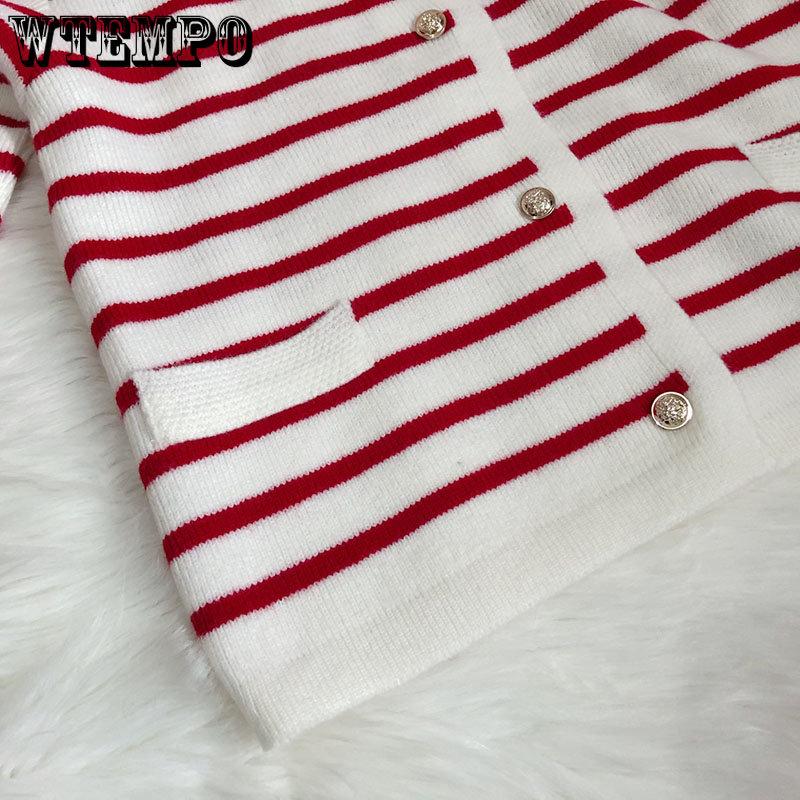 Korean Fashion Sweater Cardigan White Black Striped Knitted Sweater Women Short Cardigan Long Sleeve Cardigan Female