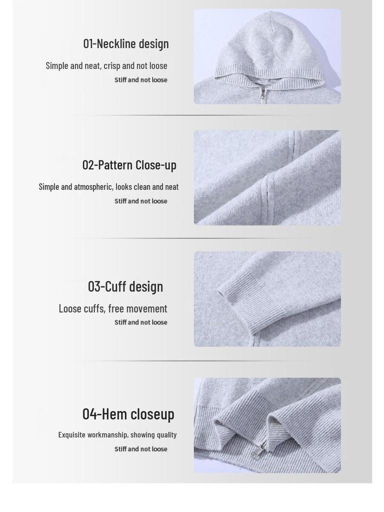 High-Quality Unisex Hooded Knit Cardigan – Warm, Thick, Casual Zipper Sweater