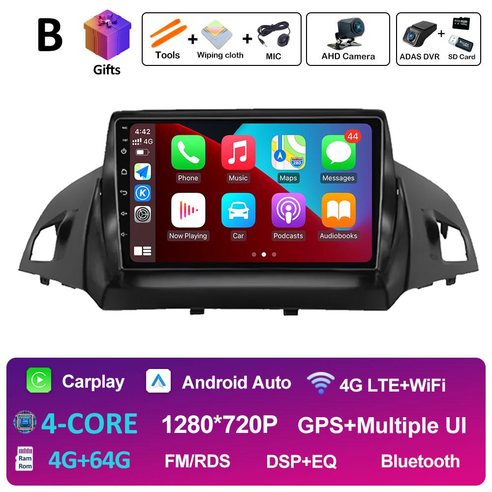Smart System GPS Navigation For Ford C-MAX Kuga 2 Escape 3 2012 2013 2014 2015 - 2019 Wireless Carplay QLED IPS Screen Head Unit