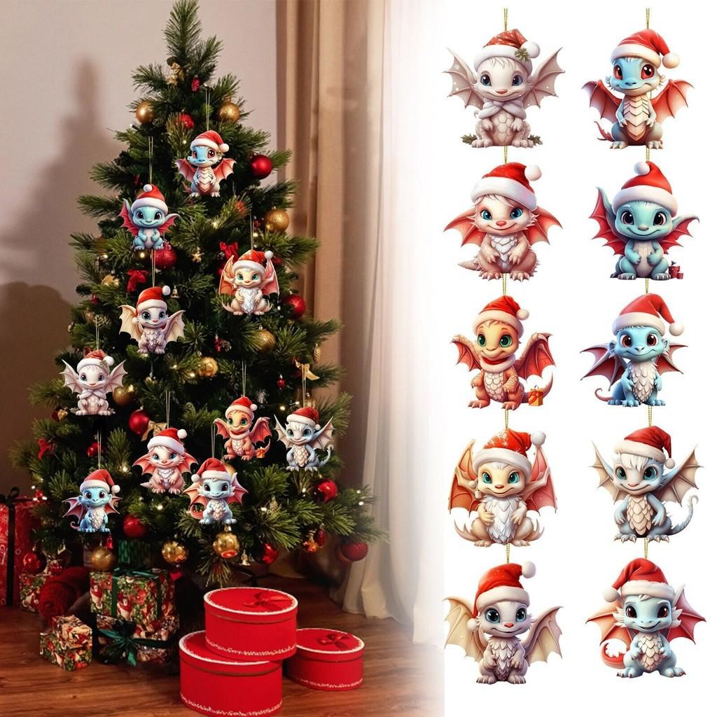 Colorful Cartoon Dragon Christmas Tree Hanging Ornament For Car Interior Decor