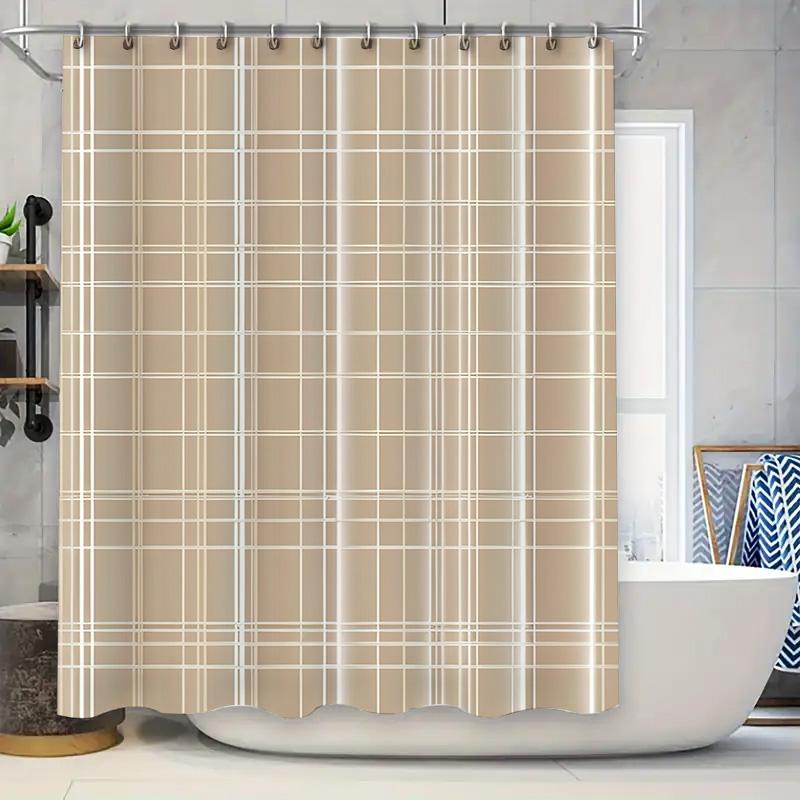 Modern Plaid Shower Curtain Bath Decor Waterproof Fabric for Home Bathroom Decoration 90x180cm