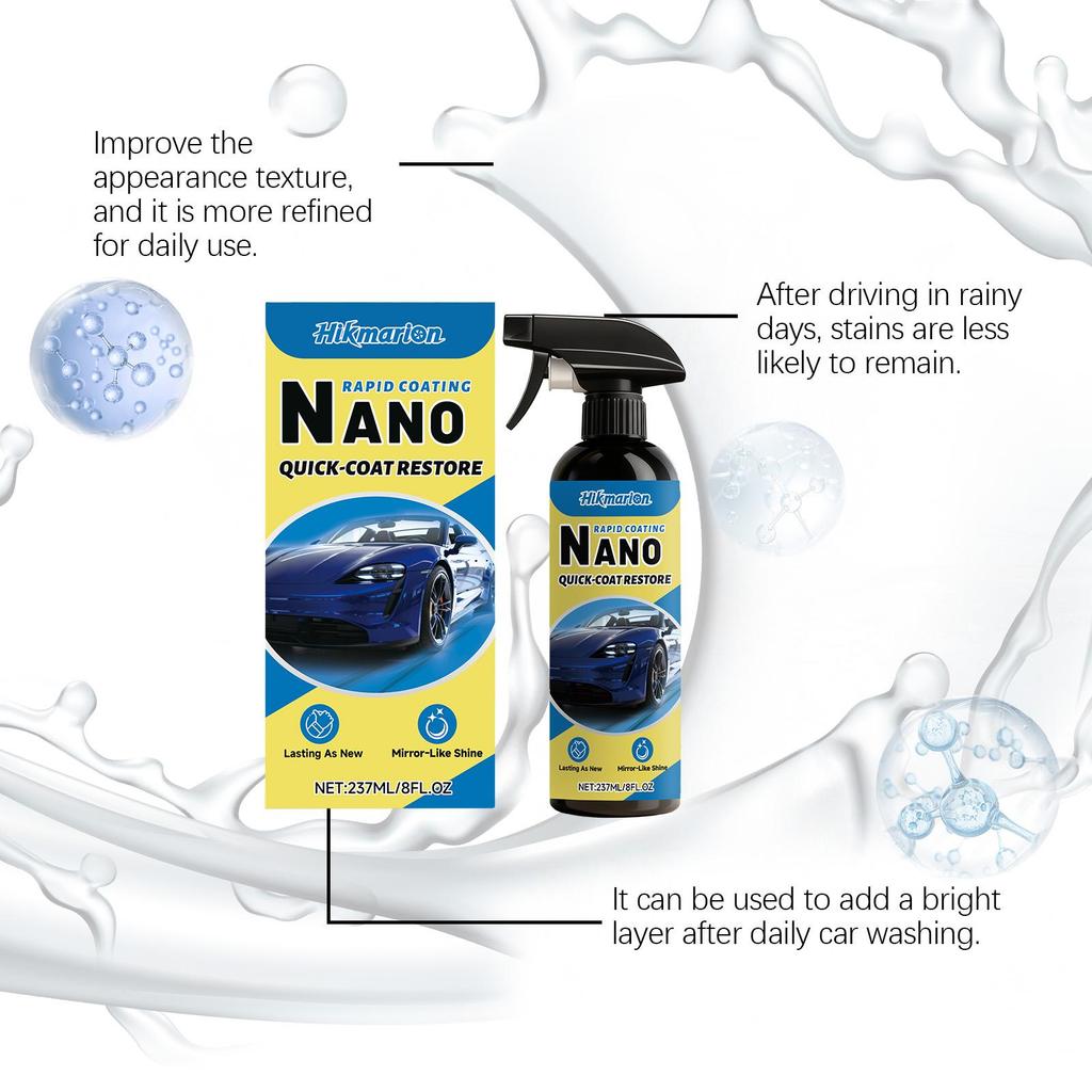 Tinta Spray de Revitalização Automotiva Nano Coating Hikmarion Agente de Cuidado Especial para polimento e brilho 237ml