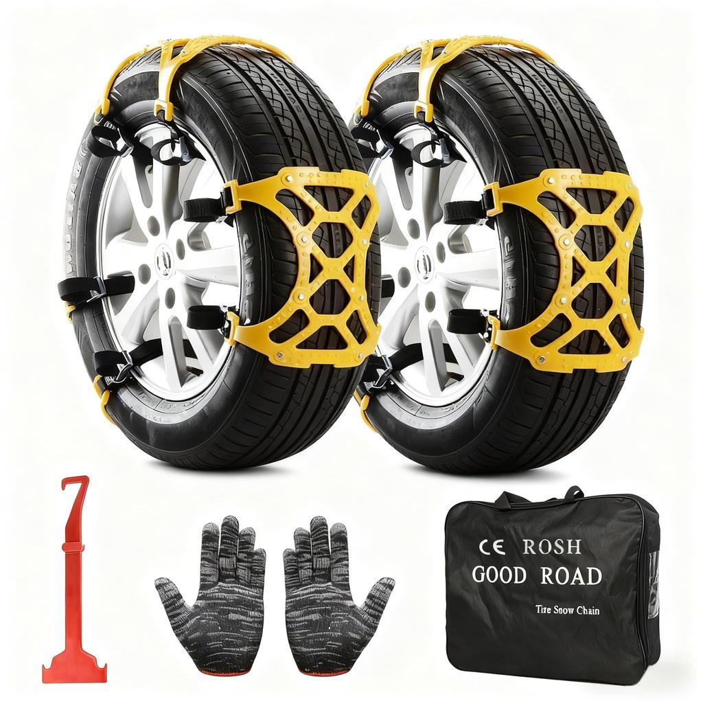 moniko Tire Car Tire Chains for Compatible with Tire Widths Universal Resin Tire Damage Emergency Easy Adjustable Snowy Icy Rough and Disaster