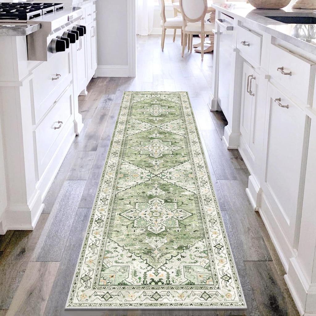 Vintage Persian Floral Runner Rug Soft Non-Slip Hallway Carpet Bohemian Oriental Print Area Rug for Kitchen Bedroom Hallway