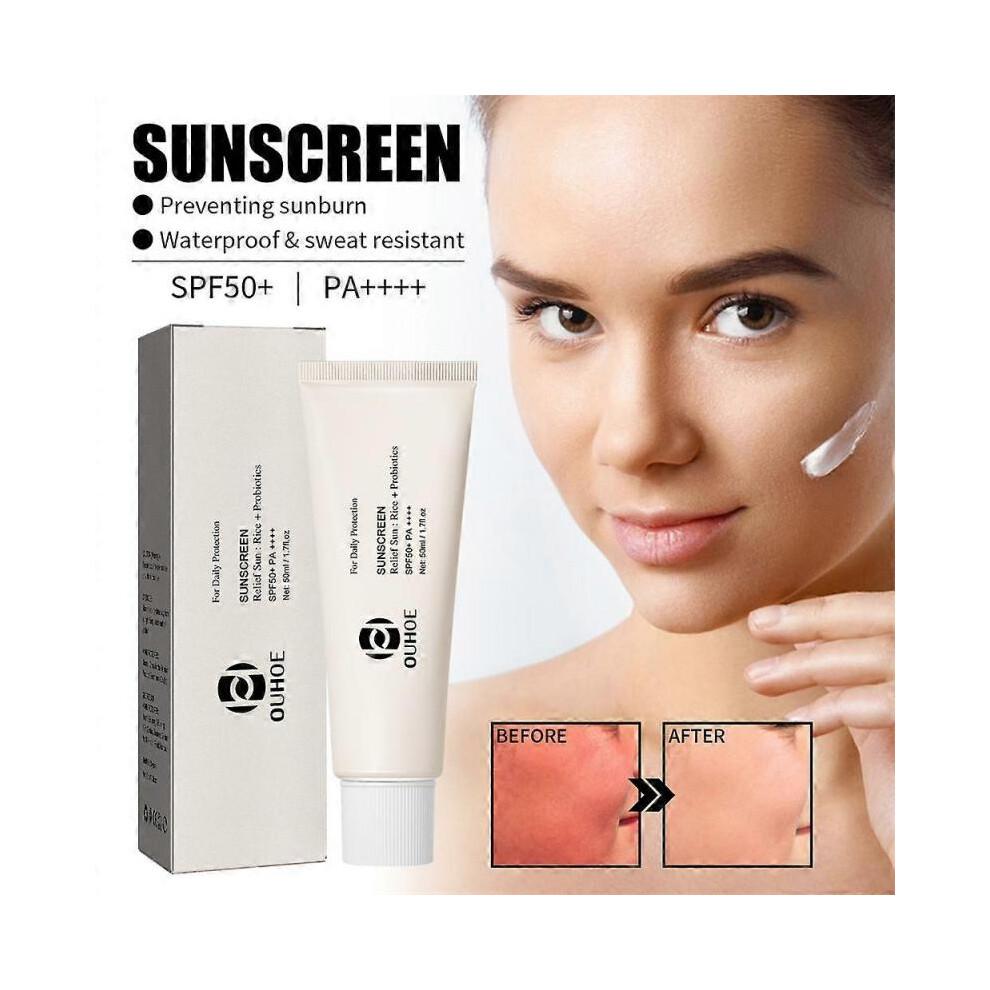 3 Stück SPF50+ Feuchtigkeitsspendende Reis-Probiotika Sonnencreme Hautschutz Erfrischendes Make-up Sonnencreme Creme UV-Beständigkeit Gesichts-Sonnencreme