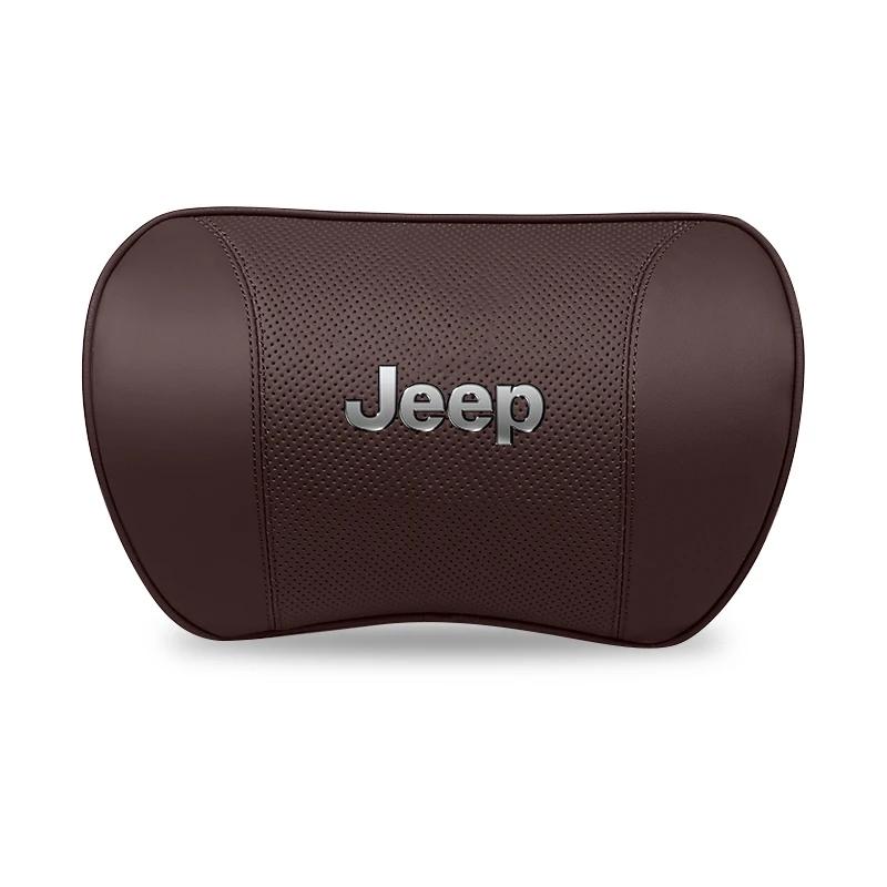 Für Jeep Auto Nackenkissen Schutz Lendenwirbelstütze Leder Kopfstütze Für Jeep Grand Cherokee Wrangler Gladiator Compass Renega