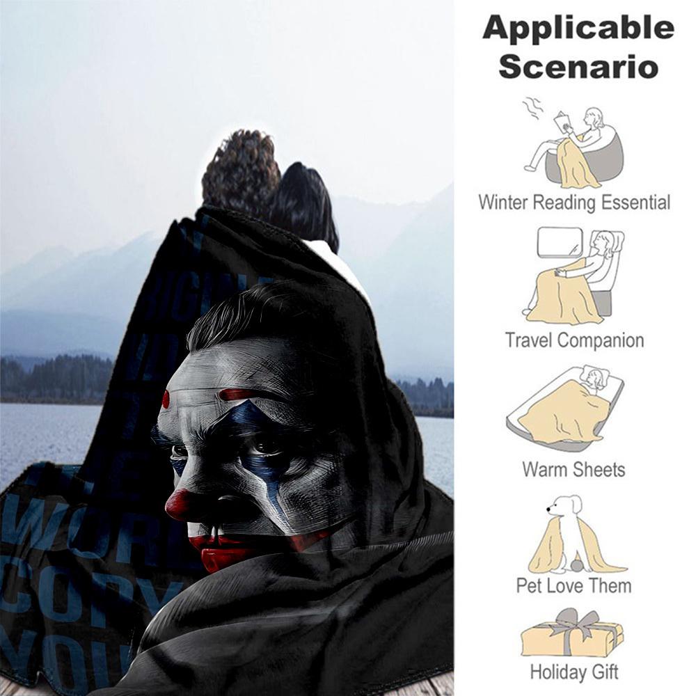 1PC Joker Inspirational Outdoor Flannel Blanket Soft Plush Decor for Picnics, camping,Bedroom, Playroom, Office1202A