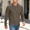 Men's Knit Long Sleeve Button-Up Shirt Casual Loose Fit Color