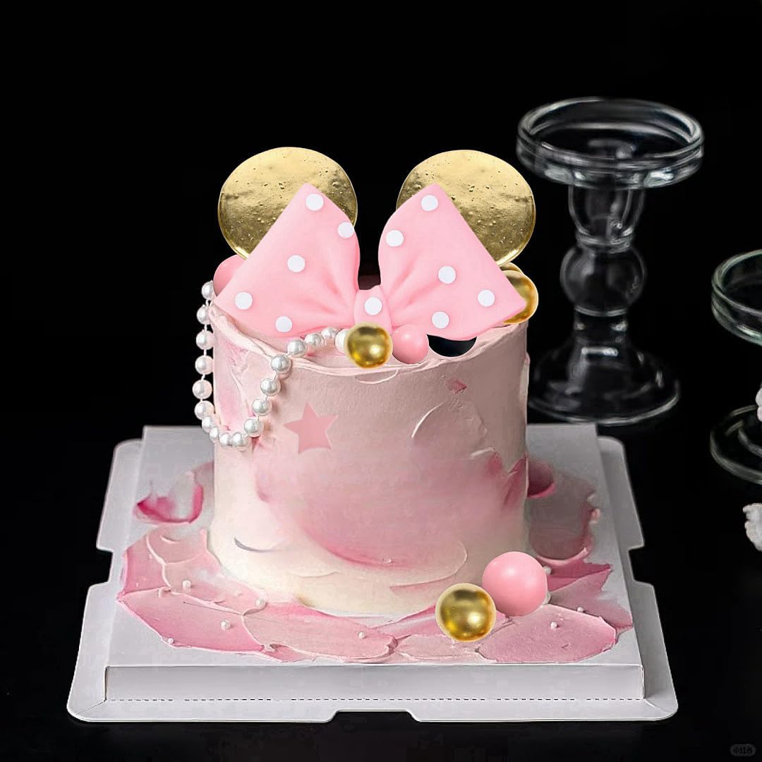 Cartoon Cake Decoration Pink Bow Cake Topper Bow Tie Cake Topper Bow Ears Stars Birthday Party Supplies