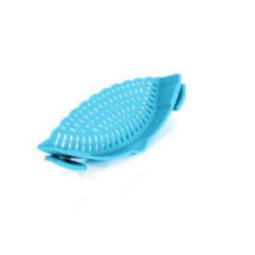 

Silicone Clip On Pan Strainer Heat Resistant Food Draining Coliper For Pasta Vegetables & Pot Draining Universal Fit Kitchen Ga синій