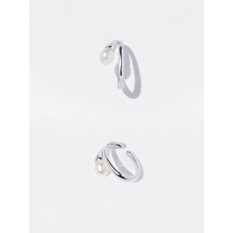 Niche Style Normcore Stylish and Unique French Retro Easy Matching Silver Inlaid Pearl Grace Fashion Non-Pierced Ear Bones Ear Clip