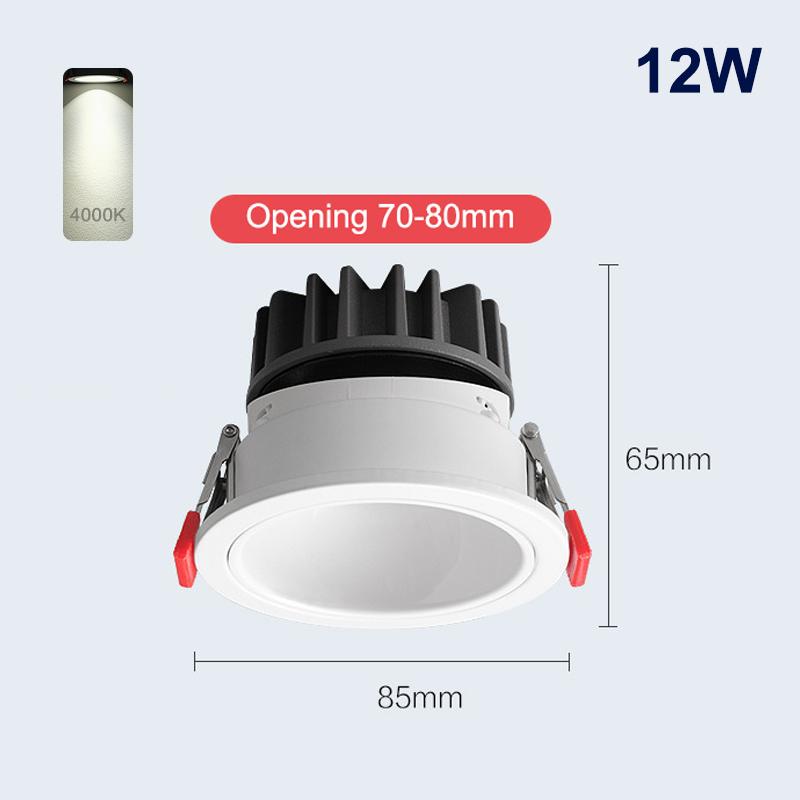Recessed Aluminum Cob Led Downlights 7W 10W 12W Led Ceiling Lamp Led Spot Lights Background Lamp Indoor Lighting 110V/220V
