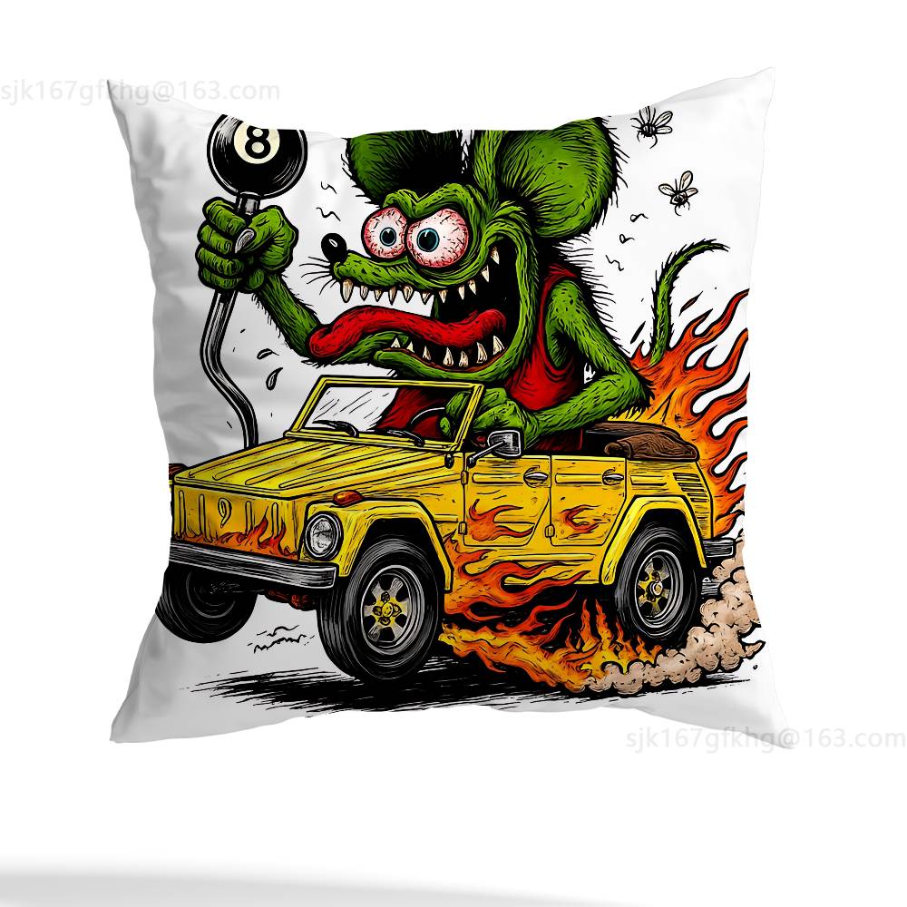 

Rat F-Fink pillow cover living room sofa cushion cover bedroom room bed pillow cover home decoration 12x12Inch