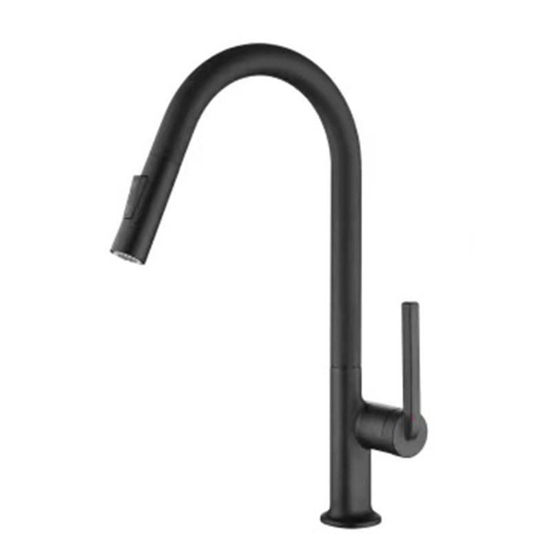 Grey/Brushed Gold/Black Kitchen Sink Faucet Pull Out 360 Degree Rotation Hot Cold Water Mixer Tap Single Hole Single Handle