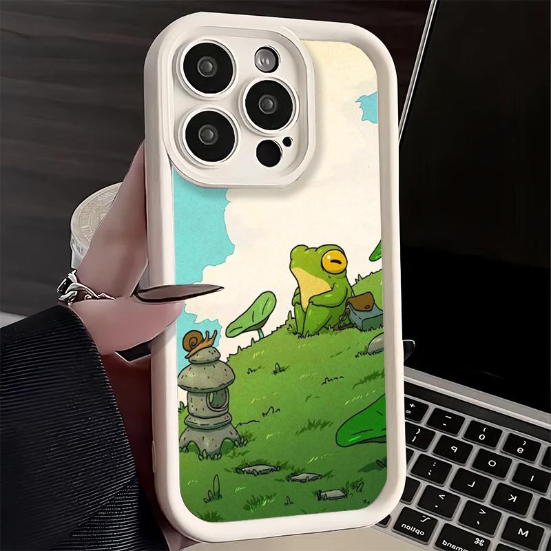 Phone Case for iPhone 17 Air 16E 15 16 Pro Max Cute Cartoon Frog Cover 14 Plus 13 12 Mini Soft Shell Silicone Fundas