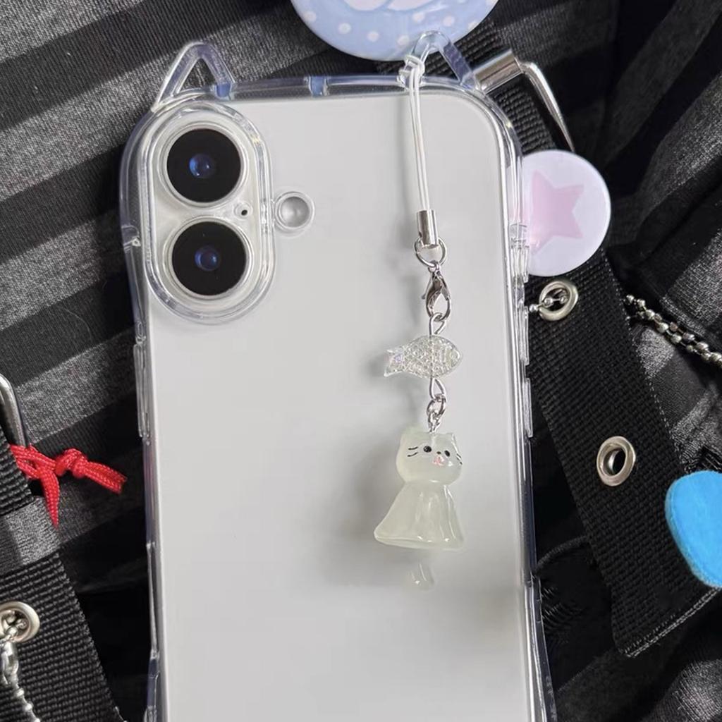 Practical Cat and Fish Phone Strap Cuteness Phone Lanyard Fashionable Bag Charm Suitable for Bags USBs and Phone