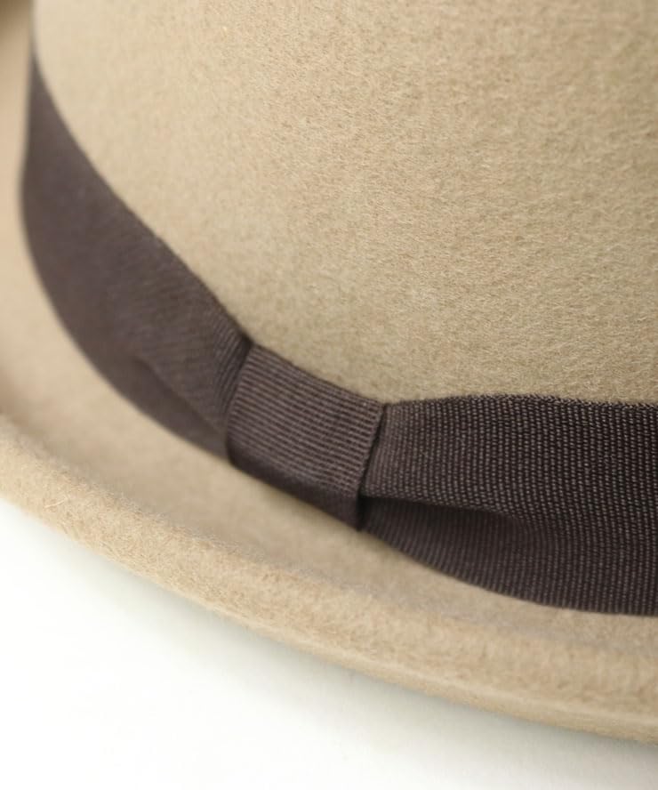 Regnuu Felt Bowler Derby Bowler Plus Camel Number Hat, 100% Wool, Unisex, Hat, Hat, Sizes, Fall/Winter, Black, Gray, (JP, Size, 58.5 Cm, Black)