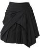Peulleeoeob Asymmetrical Draped Layered Skirt (Fl-252_Black)