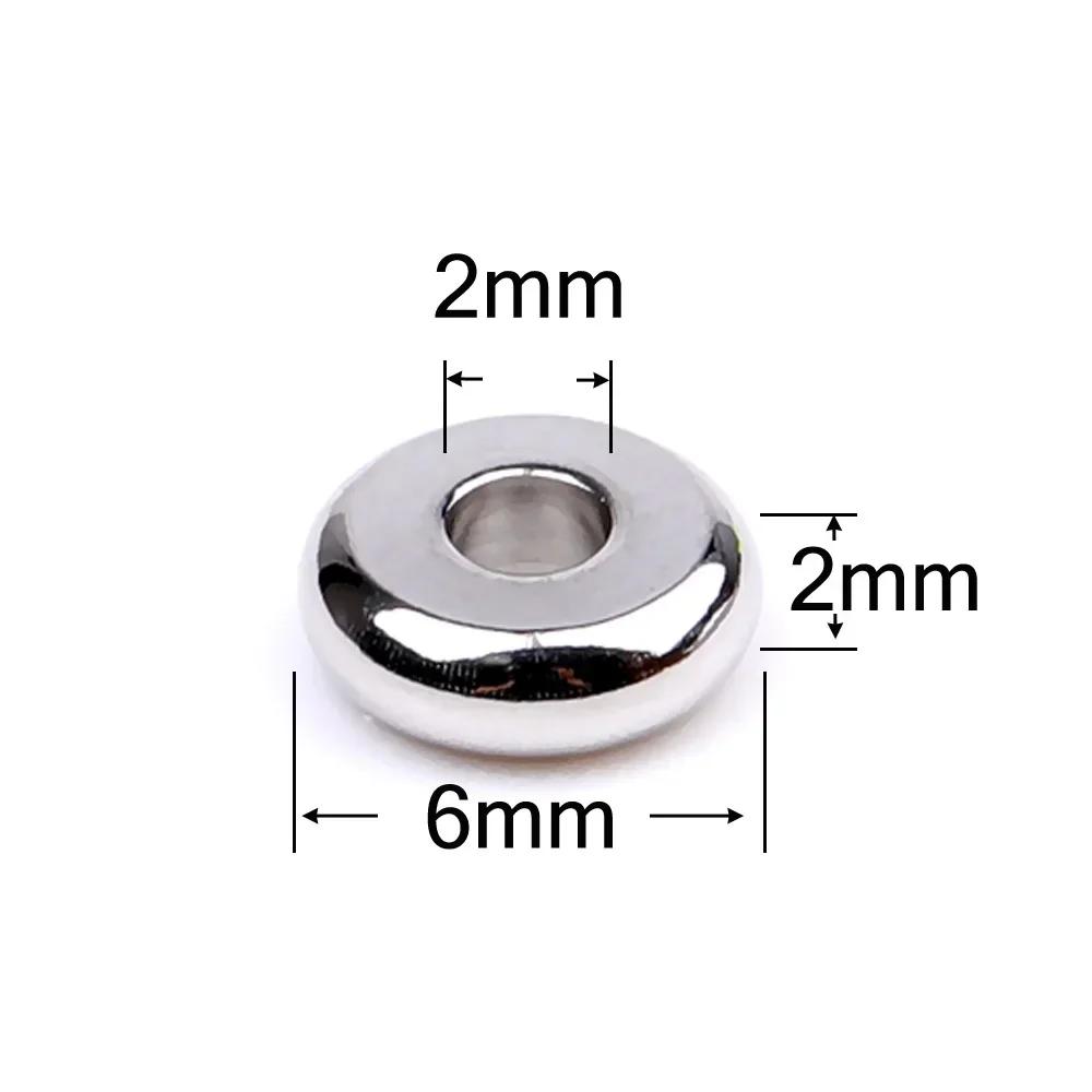XHN 50PCS 304 Stainless Steel Flat Round Beads 4 5 6 8 10 mm Disc Loose Spacer Beads For Jewelry Making DIY Bracelet