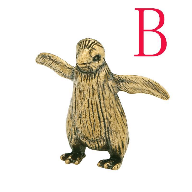 1PC Small Penguin Desktop Home Decoration Ornaments Cute Childlike Ornaments Copper Carving Crafts