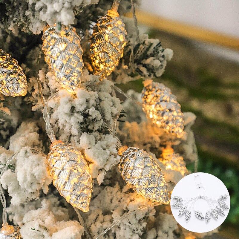 1.5M 10 Led Pine Cone Fairy Lights Christmas Decoration Festoon Tree Decor Christmas Lights New Year's String Lignts (Battery Not Included)