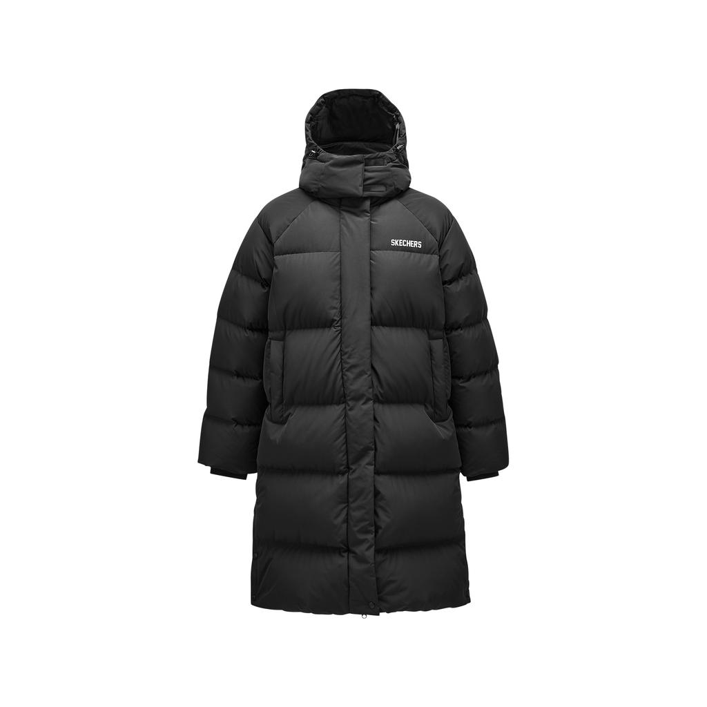 Skechers Windproof Water-Repellent Oil-Stain Resistant Warm Comfortable Sports Casual Long Hooded Down Jacket Women outerwear L424W203-0018