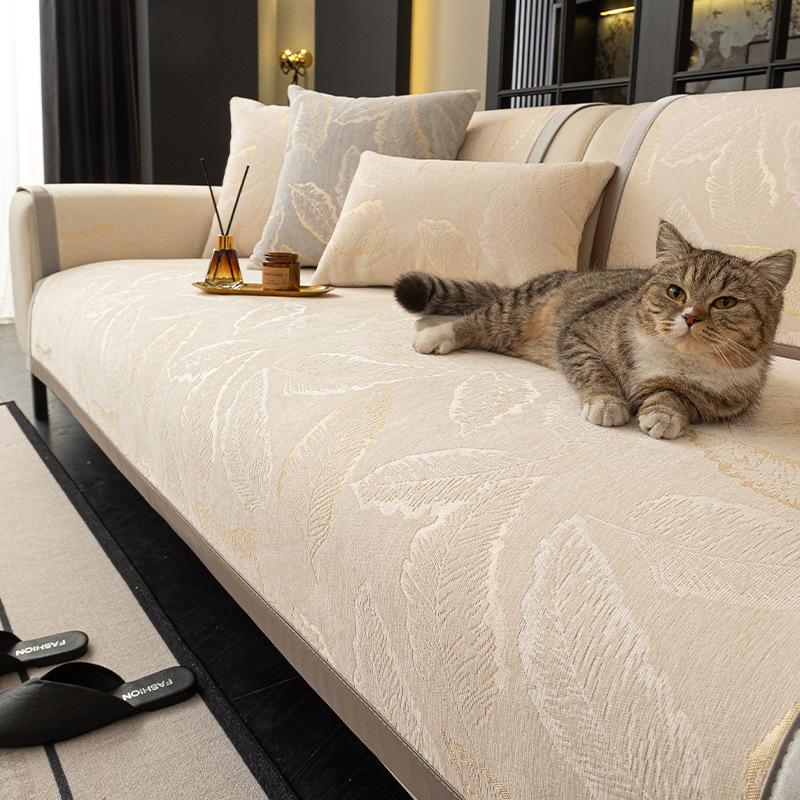 Light Luxury High-End Sofa Towel Cover Cloth Four-Season Universal Non-Slip Straight Row Seat Cushion  New Leather Sofa Cushion