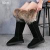 Fashion Fur One Real Fox Hair Over The Knee Boots Inside Elevating Women'S Boots Long Boots Super High Leather Waterproof Snow Boots