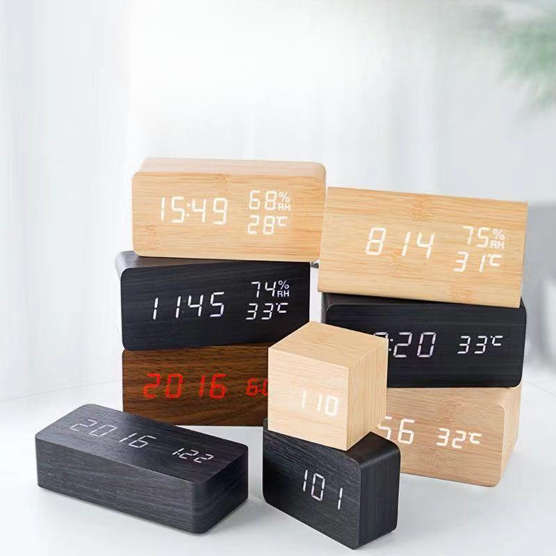 Creative Wooden Alarm Clock Simple Retro Clock Silent Luminous Student Bedside Multifunction Nordic Station Clock Electronic Clock