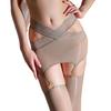 Women'S Sexy Stockings With Garter Belt Hollow Cross Lace Hip Wrap Oil Shiny Glossy Sheer Sockings Transparent High Socks