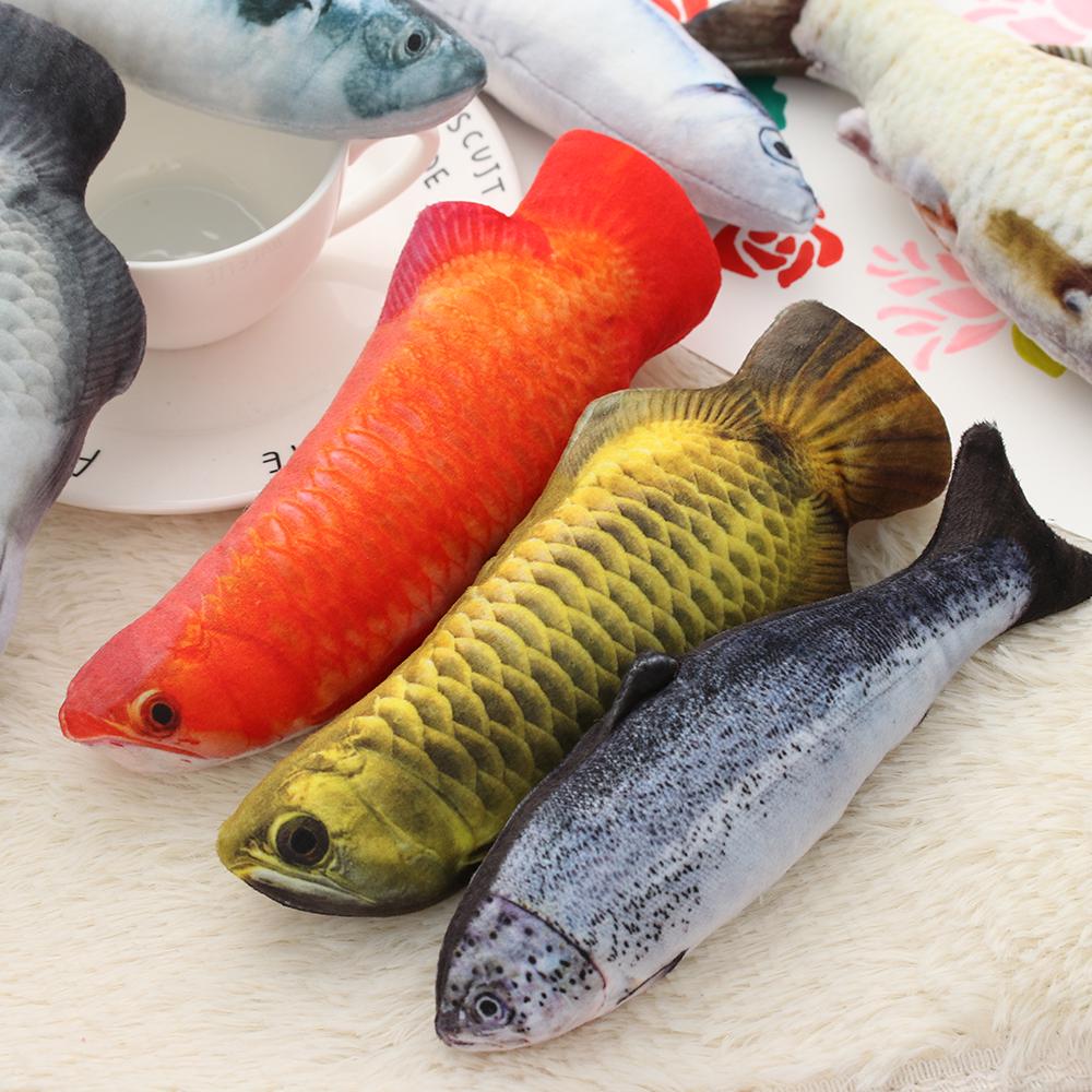 1 PC New Lovely Artificial Fish Plush Pet Cat Puppy Dog Toys Sleeping Cushion Fun Toy Cat Mint Catnip Toys Gadget