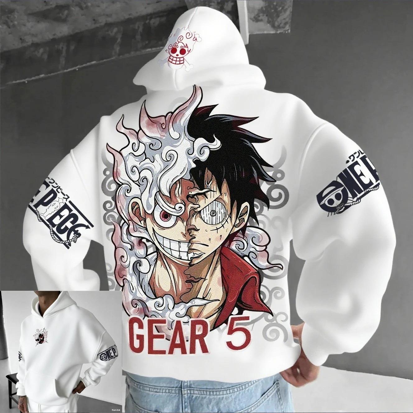 

Худі з аніме для чоловіків і жінок One Piece Луффі Gear 5 Ніка Streetwear Повсякденний світшот-пуловер Осінь Зима Косплей Довгий рукав XXXL коричневий