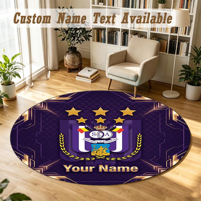 Round Rug Custom NameAnderlecht FC Pattern Non Slip Carpet Home Floor Decor