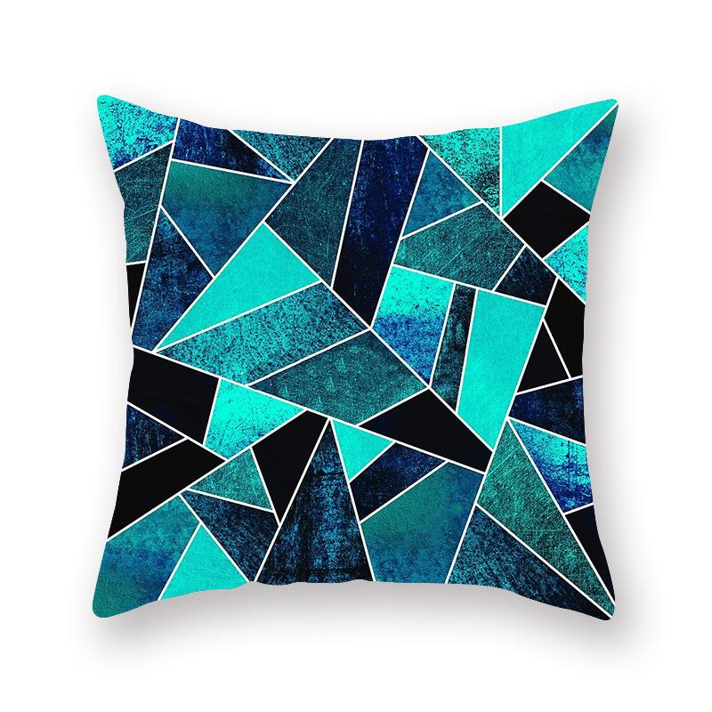 Nordic Fashion Turquoise Geometric Pillowcase Striped Splicing Cushion Cover Sofa 45x45cm Room Bedroom Home Decor Cushion Cover