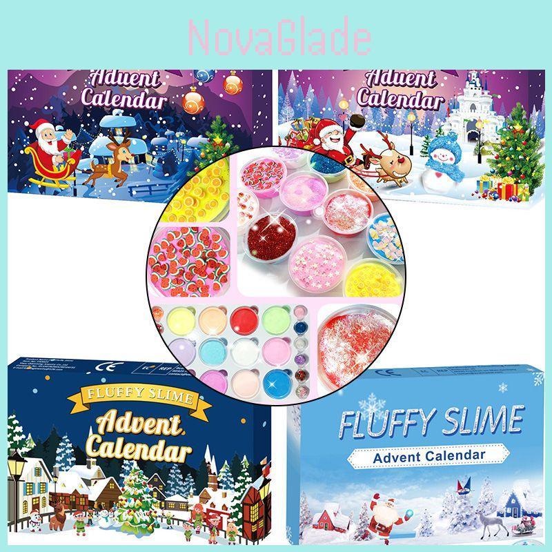 Fluffy Slijm Adventskalender 24 Dagen Aftellen tot Kerstmis Cadeau voor Kinderen**