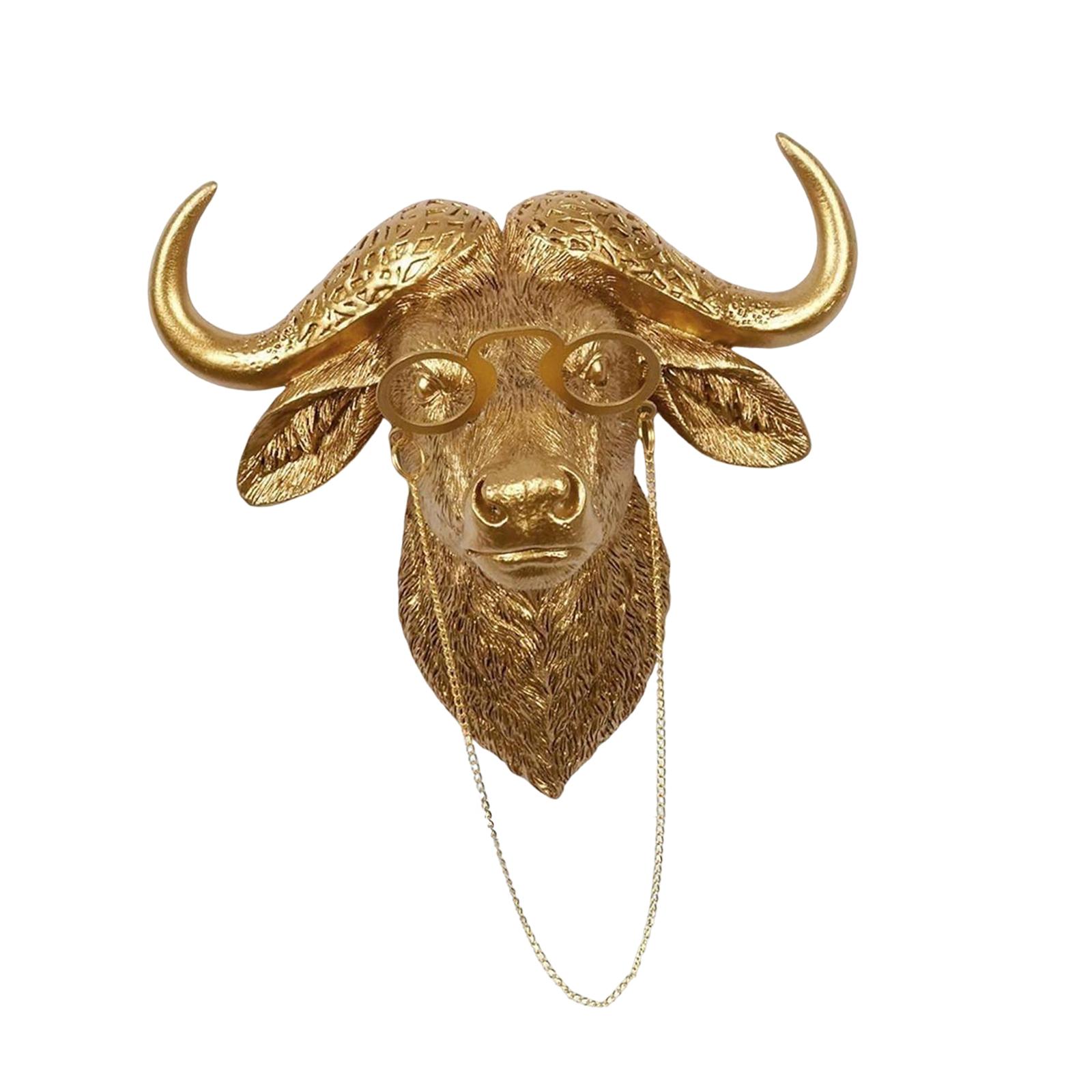 

Animal Head Wall Sculpture Hanging Single 3D Head Wall Mount Small TV Background золотий
