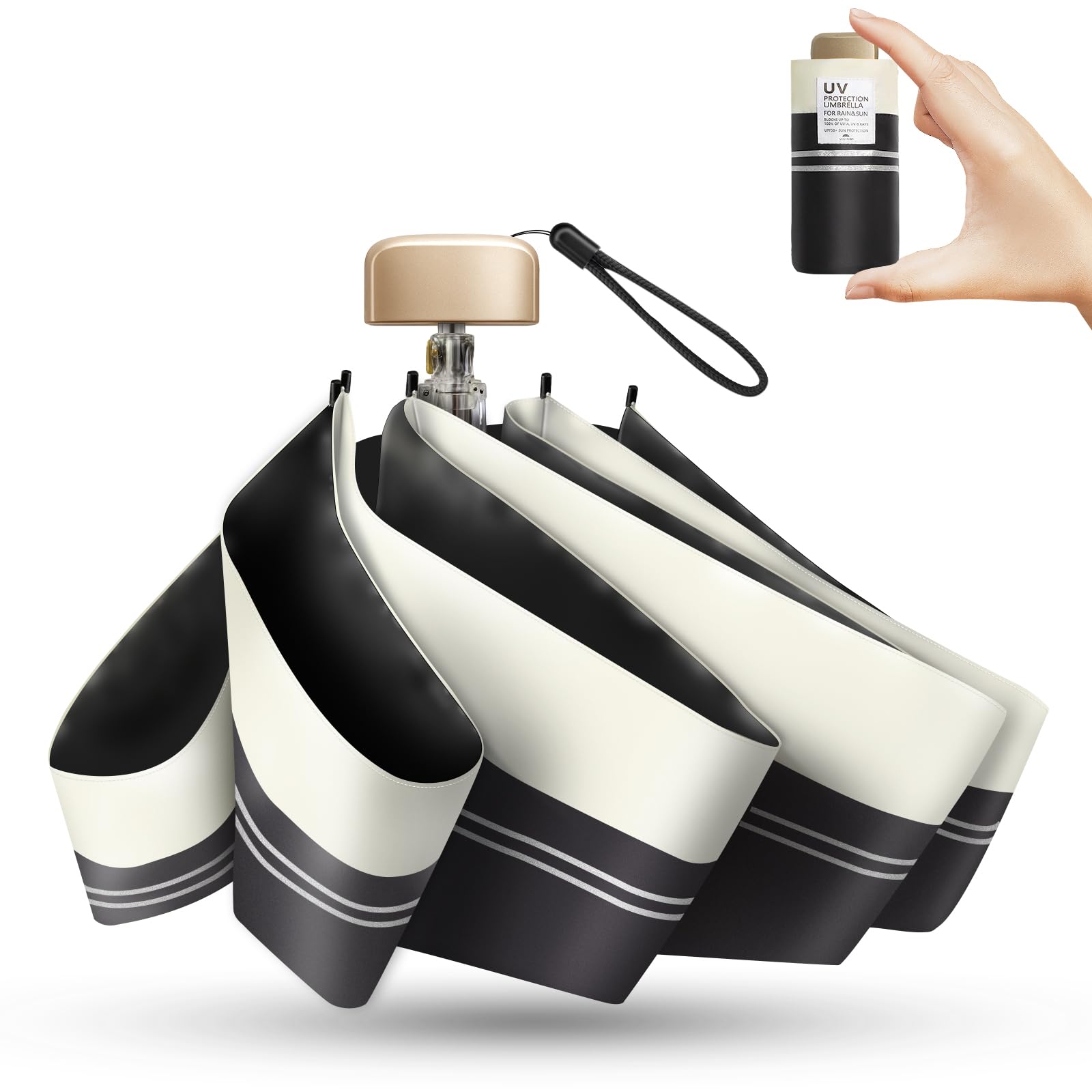 

Новый складной зонт JIS с УФ-светом и теплом Компактный и УФ-защитная ткань Тепловой удар Унисекс для и детей с бежевым и сертифицированным, Сверхлегкий