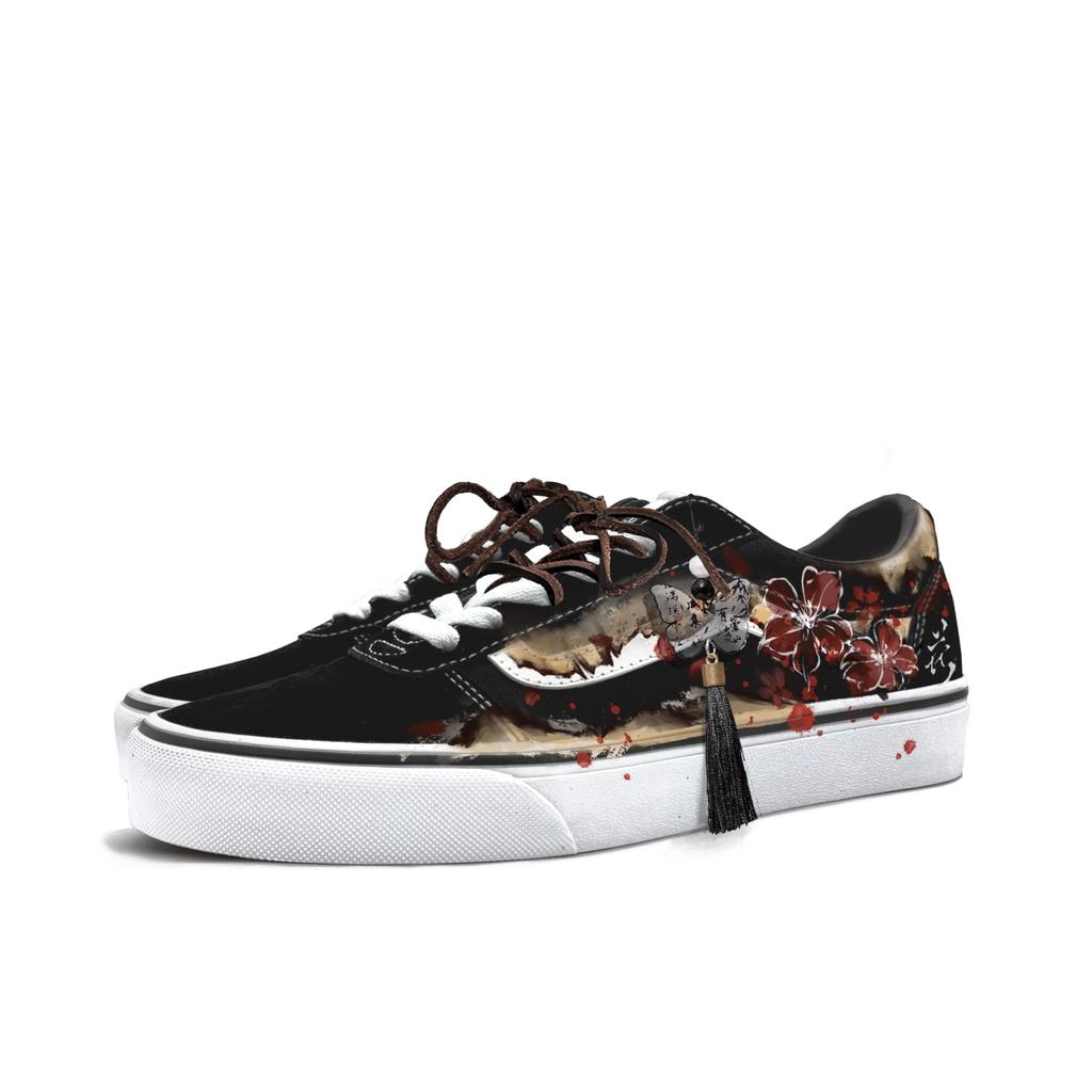 Vans Ward Abriebfest Abriebfest Niedrig geschnittene Skateboard-Schuhe Herren Schwarz Rot VN0A36EMC4R(Team613-)